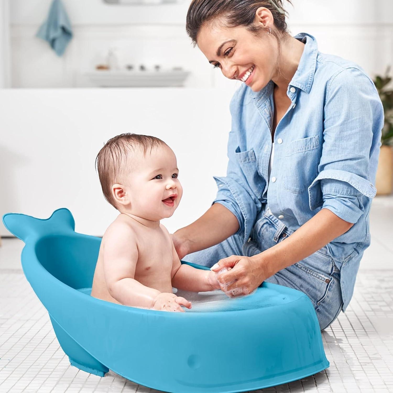 imageSkip Hop Infant Bath Tub 3Stage Grow With Baby Smart Sling MOBY Bathtub Grey Age 0Blue Tub