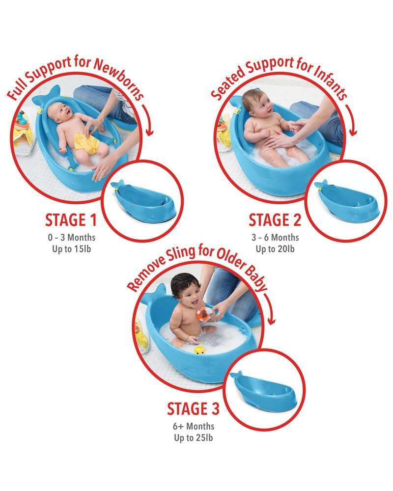 imageSkip Hop Infant Bath Tub 3Stage Grow With Baby Smart Sling MOBY Bathtub Grey Age 0Blue Tub