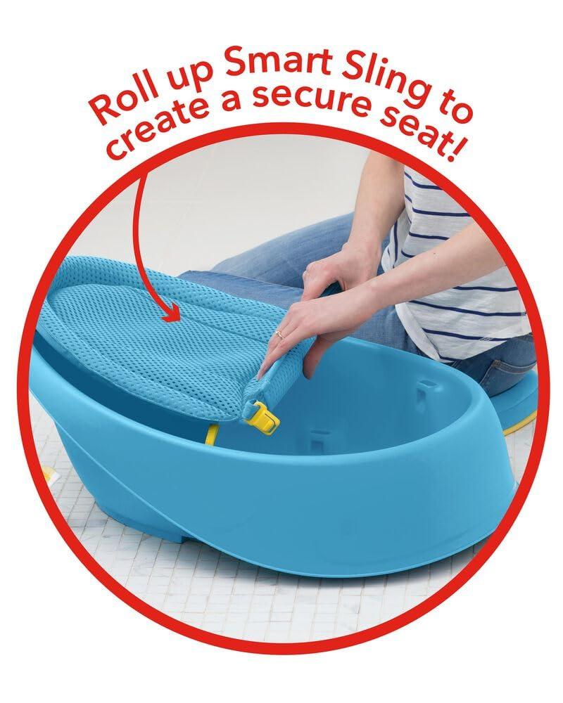 imageSkip Hop Infant Bath Tub 3Stage Grow With Baby Smart Sling MOBY Bathtub Grey Age 0Blue Tub