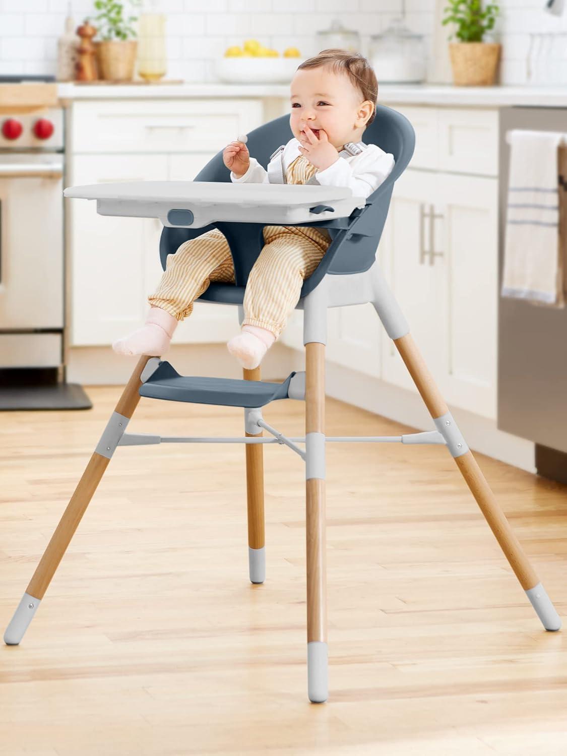 imageSkip Hop Baby High Chair 4in1 Convertible High Chair EON OatSlate Blue