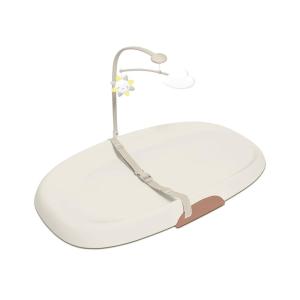 Skip Hop Baby Changing Pad Nursery Style Wipe-Clean Contoured with Cushioned Foam, Non-Skid Base, Built-in Safety Belt & Tuck-Away Toy Bar, Oat(18″ Oat)