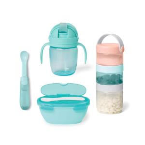 Skip Hop Stackable Snack Container & Sippy Cup, Grey Teal(Travel Feeding Set)