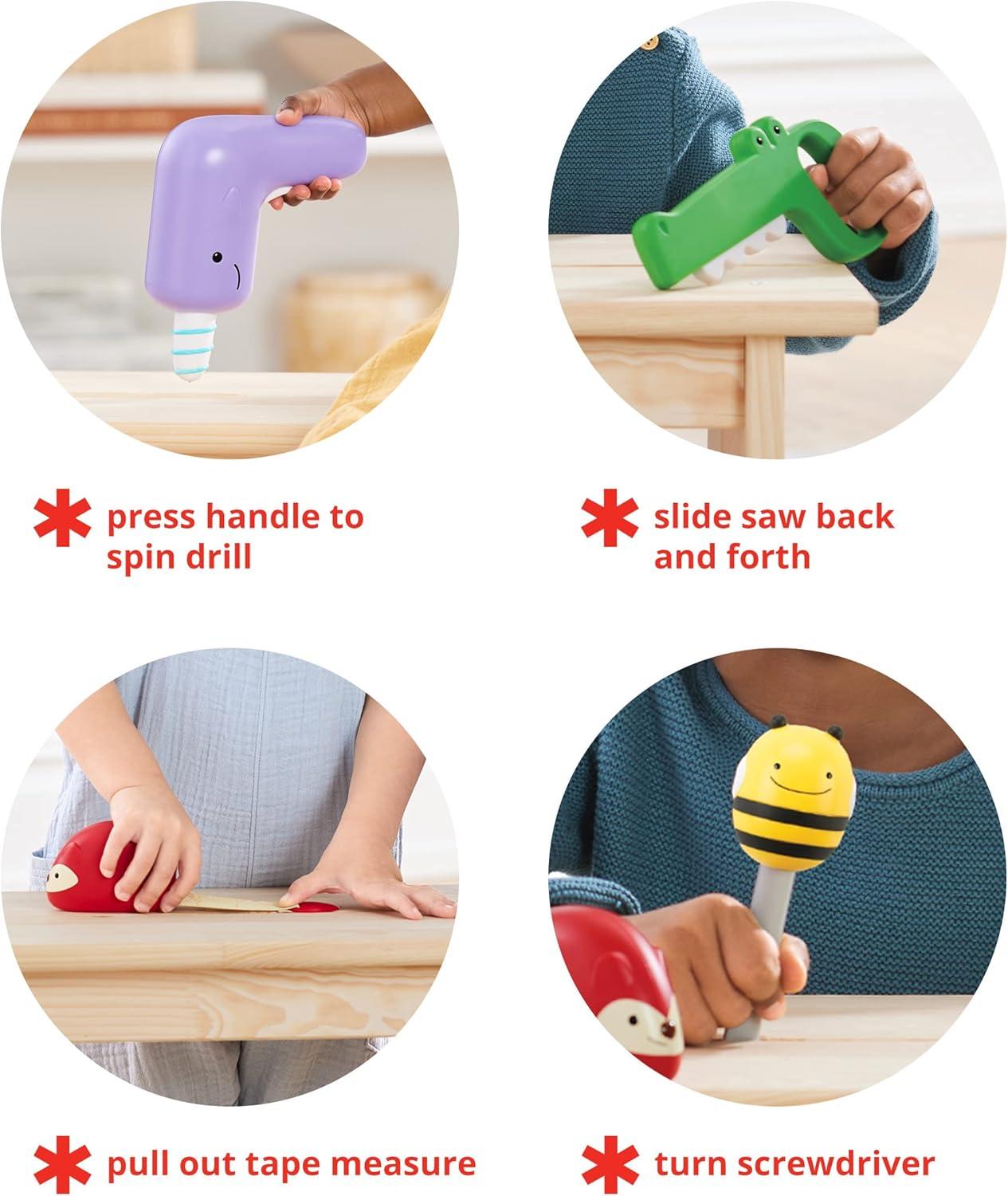 imageSkip Hop 4Piece Toy Tool Set for Toddlers Ages 2 Zoo Crew Tool Set Toy4piece Toy Tool Play Set