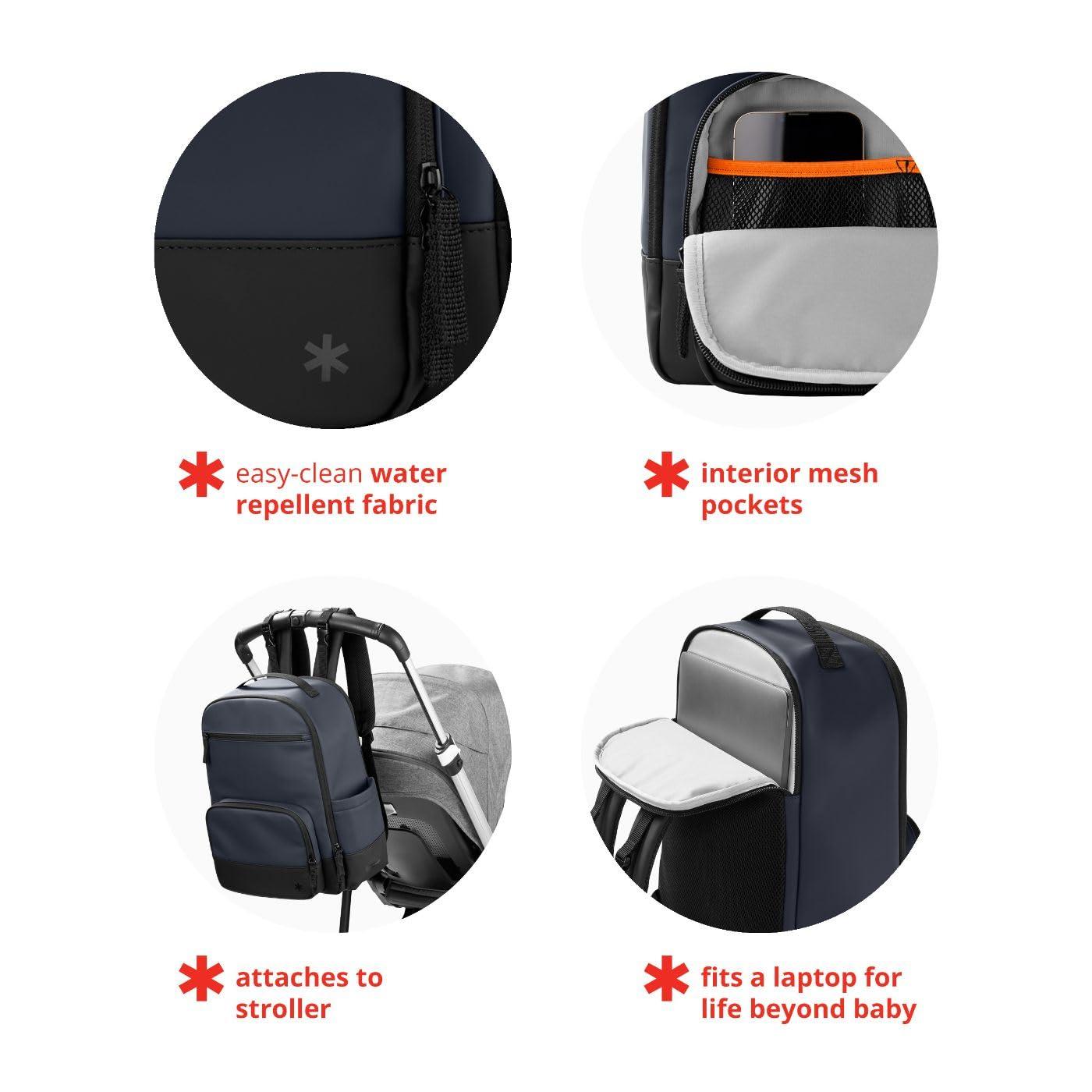 imageSkip Hop Diaper Bag Backpack Flex MultiFunction Baby Travel Bag with Changing Pad amp Stroller Attachment BlueBlue