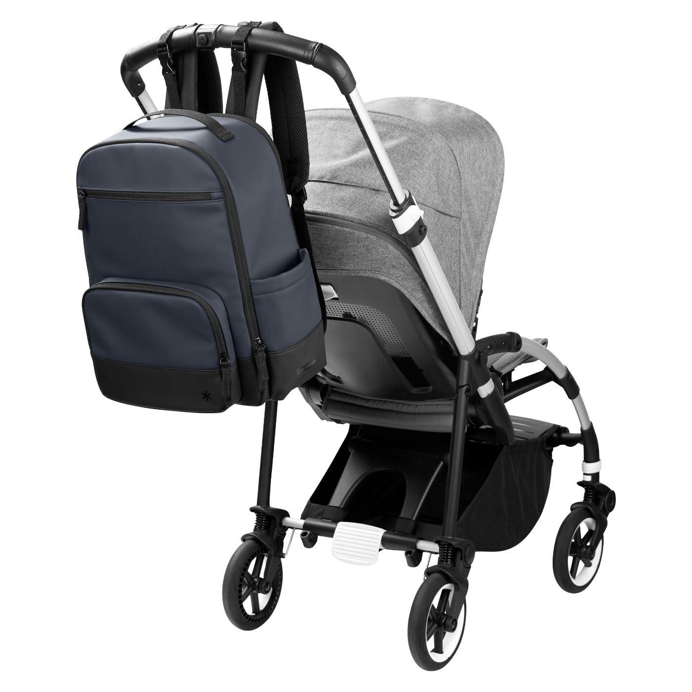 imageSkip Hop Diaper Bag Backpack Flex MultiFunction Baby Travel Bag with Changing Pad amp Stroller Attachment BlueBlue