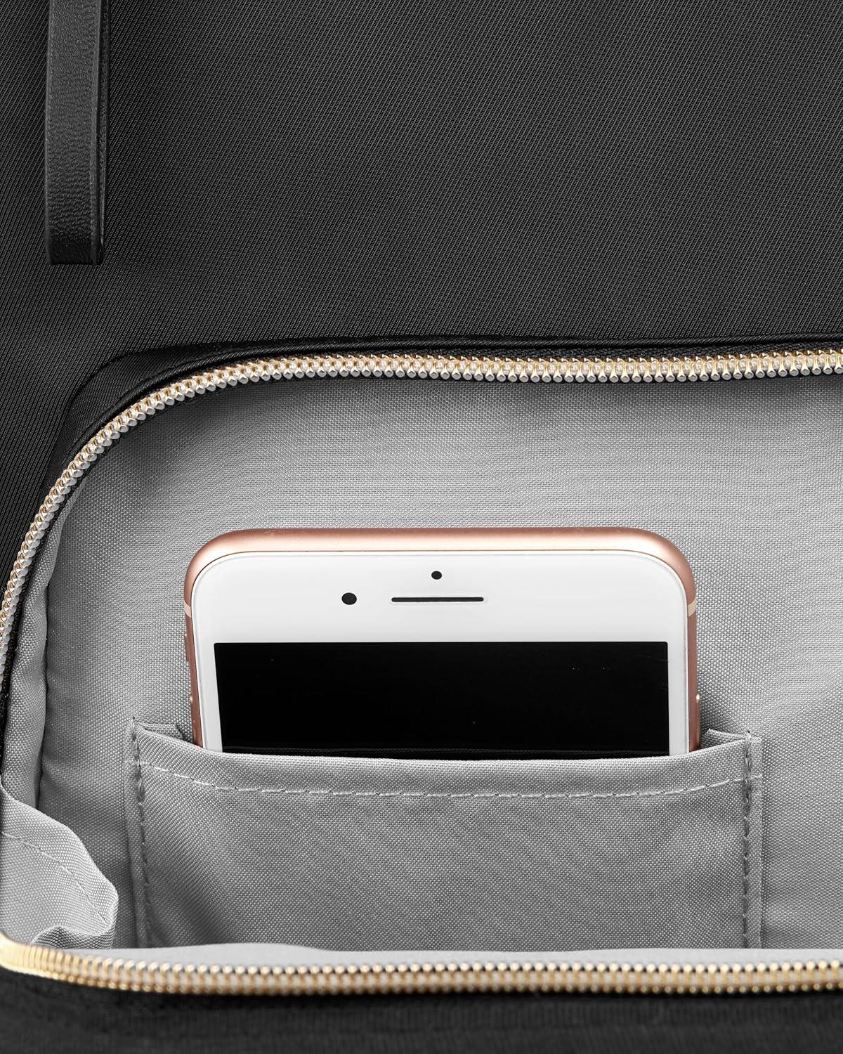 imageSkip Hop Diaper Bag Backpack Mainframe Large Capacity Wide Open Structure with Changing Pad amp Stroller Attachement Black with Gold TrimBlack