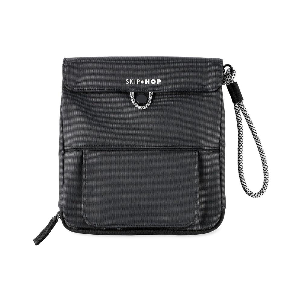 imageSkip Hop Pronto Signature Portable Changing Mat Cushioned Diaper Changing Pad with Builtin Pillow Black StripeClean Slate Black