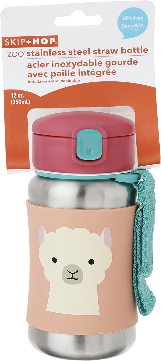 imageSkip Hop Toddler Sippy Cup Zoo Stainless Steel Straw Bottle LlamaLlama