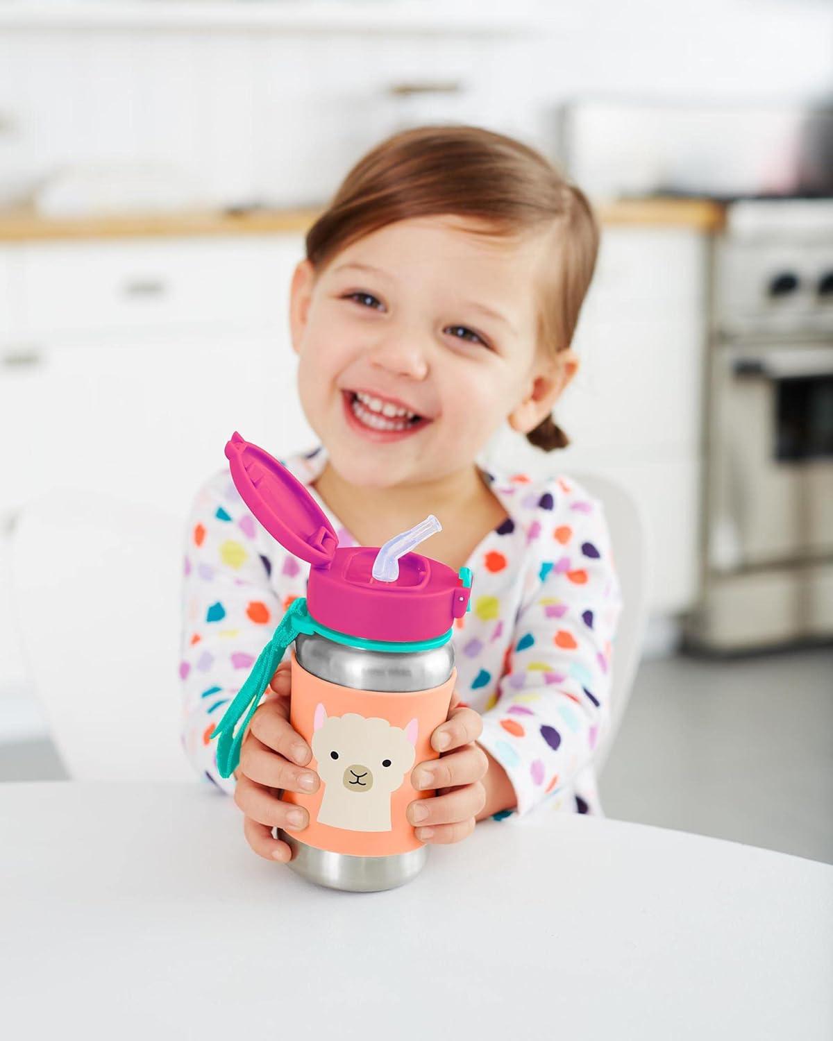 imageSkip Hop Toddler Sippy Cup Zoo Stainless Steel Straw Bottle LlamaLlama