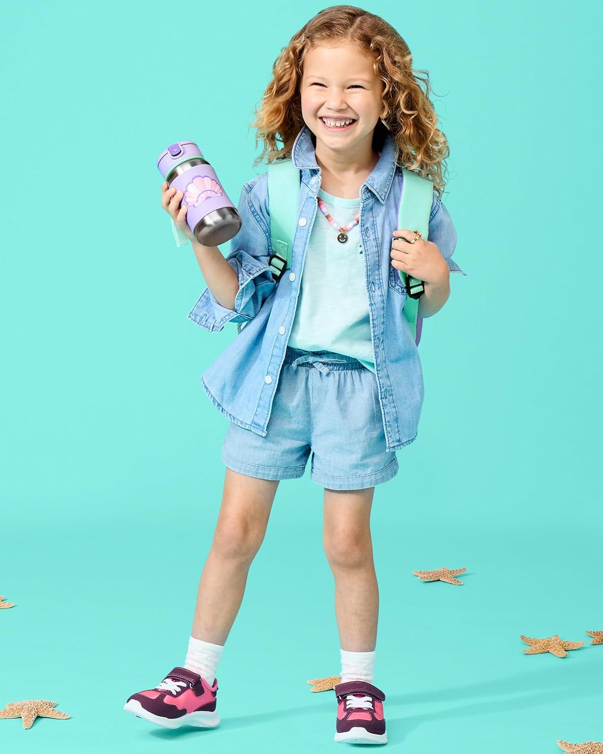 imageSkip Hop Toddler Sippy Cup with Straw Sparks Stainless Steel Straw Bottle RainbowSeashell