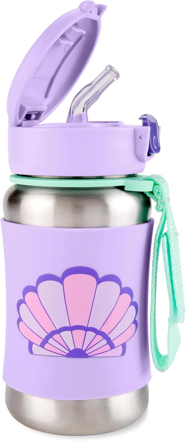 imageSkip Hop Toddler Sippy Cup with Straw Sparks Stainless Steel Straw Bottle RainbowSeashell