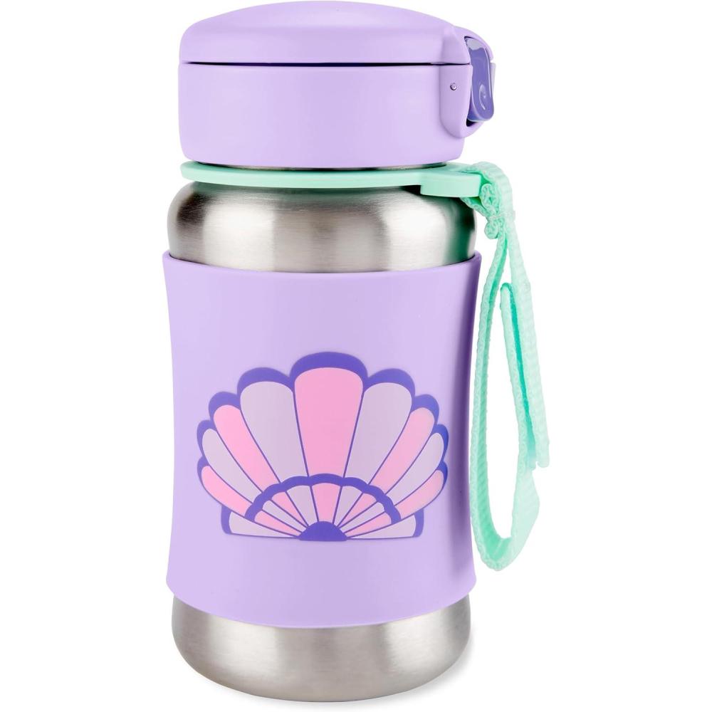 imageSkip Hop Toddler Sippy Cup with Straw Sparks Stainless Steel Straw Bottle RainbowSeashell
