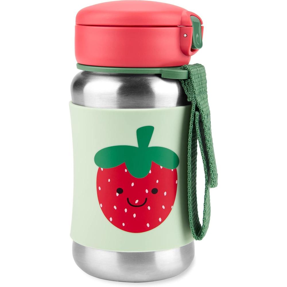 imageSkip Hop Toddler Sippy Cup with Straw Sparks Stainless Steel Straw Bottle RainbowStrawberry