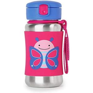 Skip Hop Toddler Sippy Cup – Zoo Stainless Steel Straw Bottle, Llama(Butterfly)