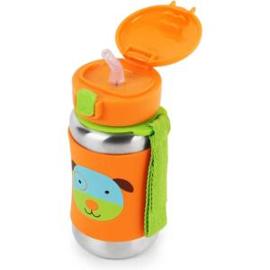 Skip Hop Toddler Sippy Cup – Zoo Stainless Steel Straw Bottle, Llama(Dog)