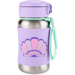 Skip Hop Toddler Sippy Cup with Straw, Sparks Stainless Steel Straw Bottle, Rainbow(Seashell)