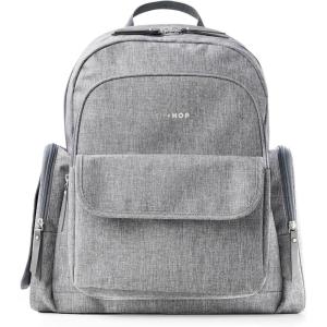 Skip Hop Diaper Bag Backpack with Portable Changing Pad, 9 Total Pockets, Easy-Access Wipes Pocket, Zippered Side Pocket, Luggage Sleeve & Stroller Straps, Fits a 15” Laptop, Luna, Heather Grey(Heather Grey)