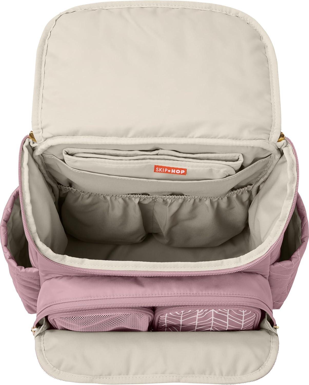 imageSkip Hop Diaper Bag Backpack Forma MultiFunction Baby Travel Bag with Changing Pad amp Stroller Attachment GreyMauve Mist