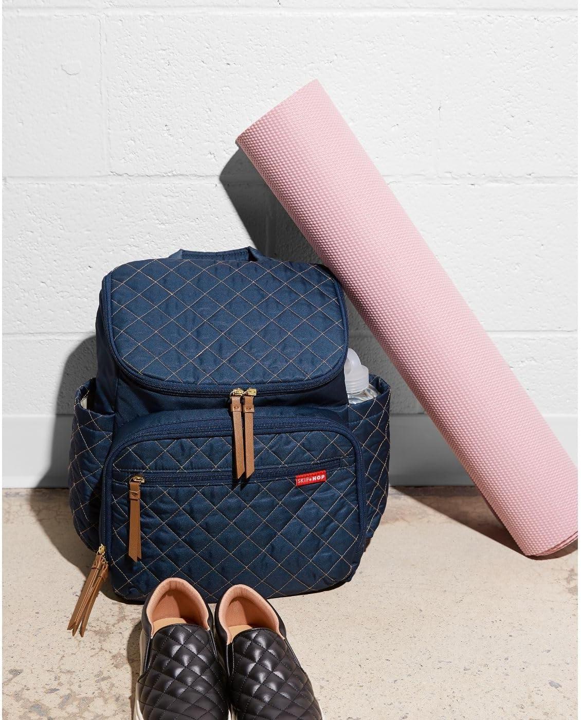 imageSkip Hop Diaper Bag Backpack Forma MultiFunction Baby Travel Bag with Changing Pad amp Stroller Attachment GreyNavy