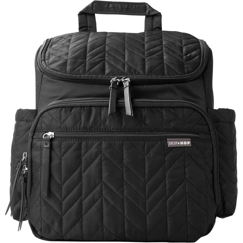 imageSkip Hop Diaper Bag Backpack Forma MultiFunction Baby Travel Bag with Changing Pad amp Stroller Attachment GreyBlack
