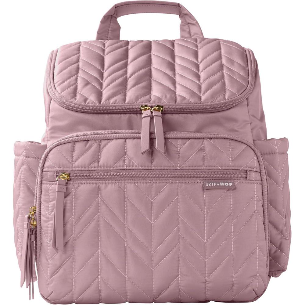 imageSkip Hop Diaper Bag Backpack Forma MultiFunction Baby Travel Bag with Changing Pad amp Stroller Attachment GreyMauve Mist