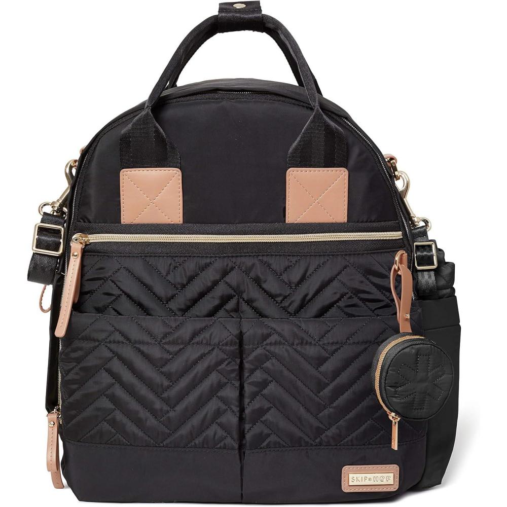 imageSkip Hop Diaper Bag Backpack Suite 6in1 Diaper Backpack Set MultiFunction Baby Travel Bag with Changing Pad Stroller Straps Bottle Bag and Pacifier Pocket Black