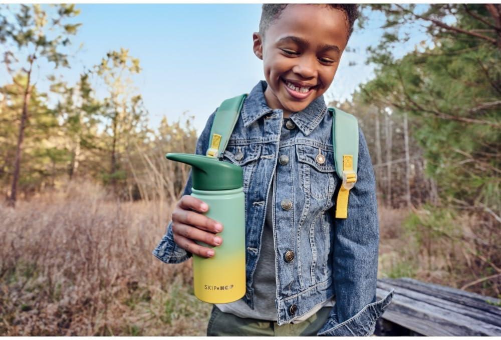 imageSkip Hop Insulated Stainless Steel Kids Water Bottle with Straw Holds 152 oz BPA Free Wander Ombr GreenOmbr Green