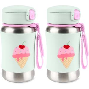 Skip Hop Toddler Sippy Cup with Straw, Sparks Stainless Steel Straw Bottle, Robot(Ice Cream)